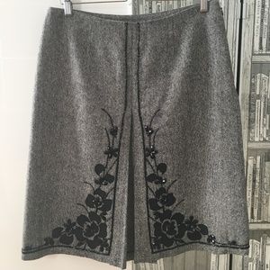 Liz Claiborne Embellished Floral Wool Silk Skirt 8